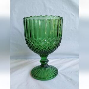 Anchor Hocking Green Goblet Or Candy Bowl  Emerald green diamond point